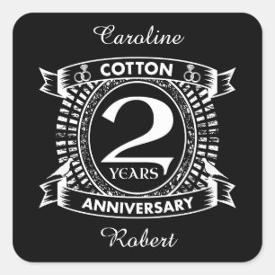 Sticker Carré 2e anniversaire mariage crête en détresse