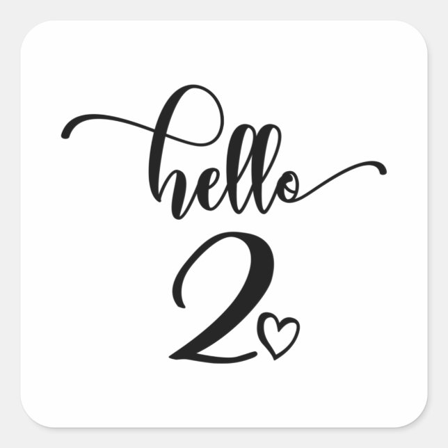 Sticker Carré 2nd Birthday Girls Hello Two Cute 2 Years Old Kids (Devant)