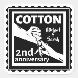 Sticker Carré 2nd Wedding anniversary Holding hands