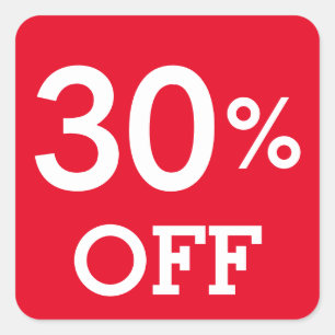 Sticker Carré 30% Trente pour cent de réduction sur la vente bla