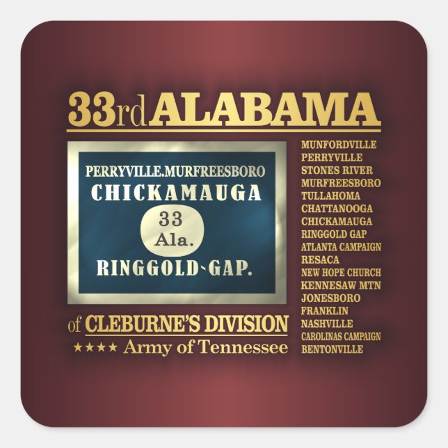 Sticker Carré 33e infanterie de l'Alabama (BA2) (Devant)