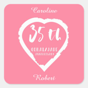 Sticker Carré 35e anniversaire du mariage jade de corail traditi