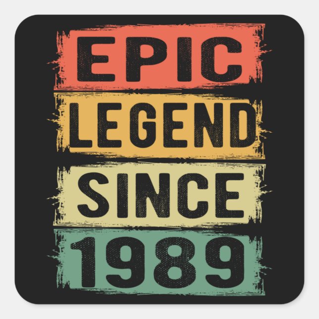 Sticker Carré 36 ans Vieux Anniversaire Epic Légende 36e anniver (Devant)