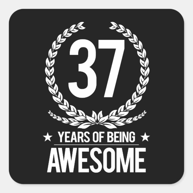 Sticker Carré 37e anniversaire (37 ans d'être génial) (Devant)