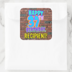 Sticker Carré 37e anniversaire - Amusant, Graffiti urbain inspir
