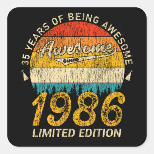 Sticker Carré 39 Ans 1986 Rétro Magnifique 39e anniversaire Cade
