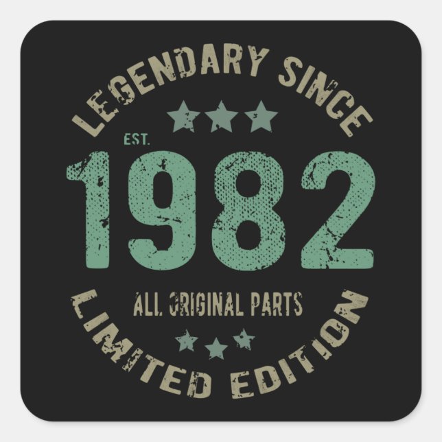 Sticker Carré 39 ans Légende Anniversaire 39e anniversaire (Devant)