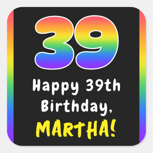 Sticker Carré 39e anniversaire : Rainbow Spectrum # 39, Nom pers (Devant)