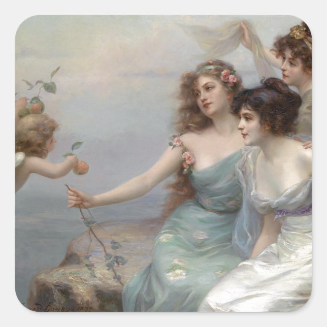 Sticker Carré 3 Mesdames et Angel (Devant)