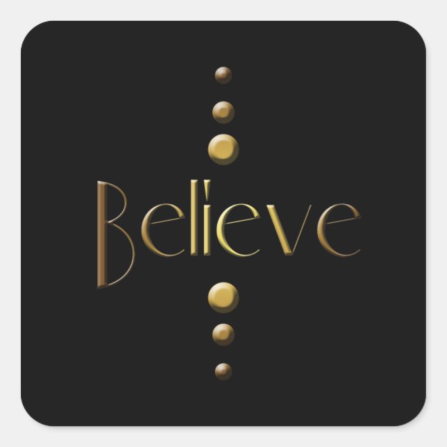 Sticker Carré 3 points Gold Block Believe & Black Arrière - plan (Devant)