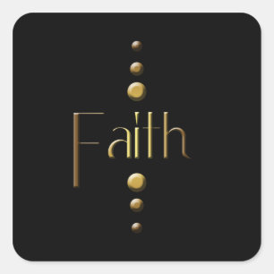 Sticker Carré 3 points Gold Block Faith & Black Arrière - plan