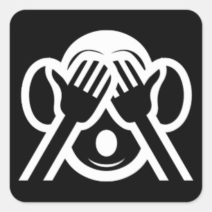 Sticker Carré 3 Singes Sages Mizaru 見 ざ る Ne Voir AUCUN Emoji Ma