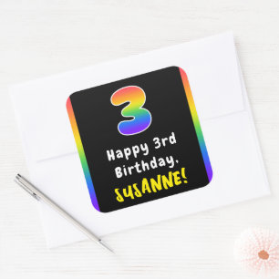 Sticker Carré 3e anniversaire : Rainbow Spectrum # 3, Nom person