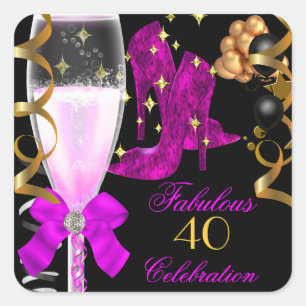 Sticker Carré 40 & Fabuleux Pink Purple Gold Chaussures d'annive