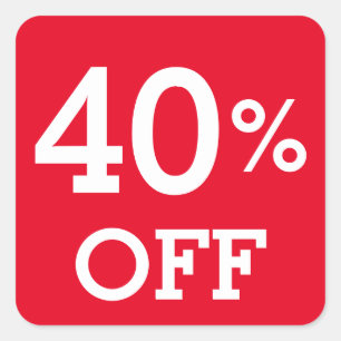 Sticker Carré 40% Quarty% OFF escompte vente blanc rouge
