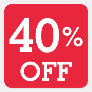 Sticker Carré 40% Quarty% OFF escompte vente blanc rouge