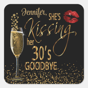 Sticker Carré 40e anniversaire - Elle embrasse ses 30's Goodbye