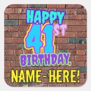 Sticker Carré 41e anniversaire - Amusant, Graffiti urbain inspir