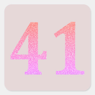 Sticker Carré 41e anniversaire Quarante et un rose vif Parties s
