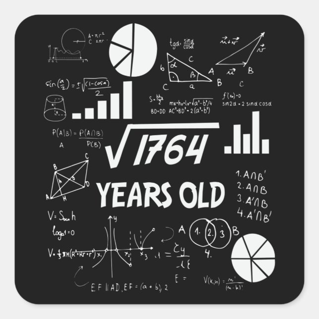 Sticker Carré 42 ans Enseignant des mathématiques Anniversaires  (Devant)