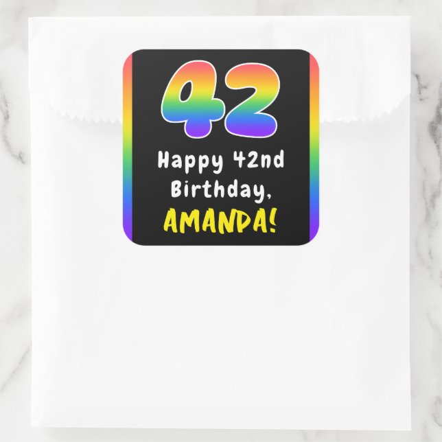 Sticker Carré 42e anniversaire : Rainbow Spectrum # 42, Nom pers (Sac)