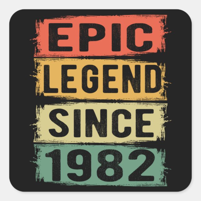Sticker Carré 43 ans Anniversaire 1982 Epic Legend 43e anniversa (Devant)