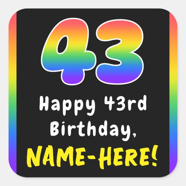 Sticker Carré 43e anniversaire : Rainbow Spectrum # 43, Nom pers (Devant)