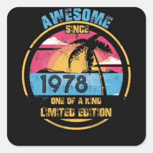 Sticker Carré 44 Ans Awesome depuis 1978 44e anniversaire