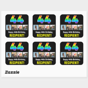 Sticker Carré 44e anniversaire : Arc-en-ciel "44"; Photos person