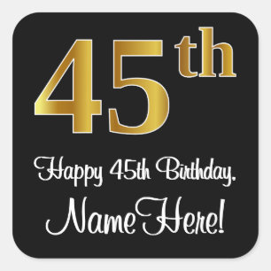 Sticker Carré 45e anniversaire - Elégant luxe Faux Gold Look #