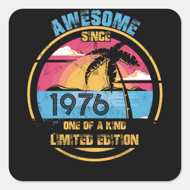 Sticker Carré 46 ans Awesome depuis 1976 46e anniversaire (Devant)