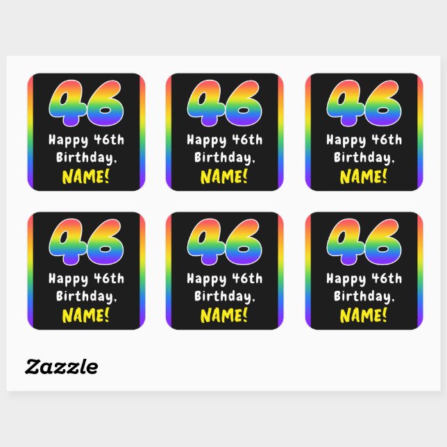 Sticker Carré 46e anniversaire : Rainbow Spectrum # 46, Nom pers (Feuille)