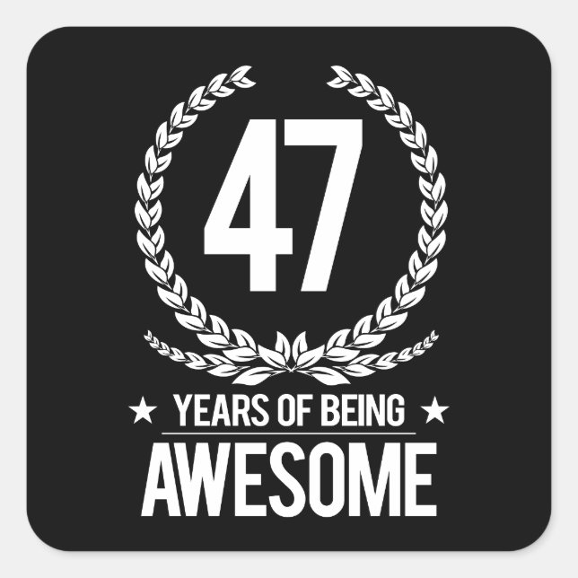 Sticker Carré 47e anniversaire (47 ans d'être génial) (Devant)