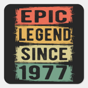 Sticker Carré 48 Ans Anniversaire 1977 Légende épique 48e annive