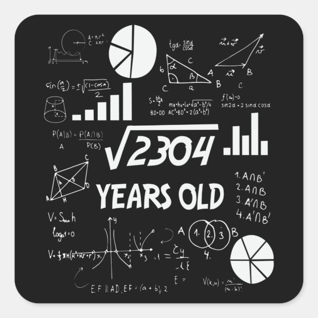 Sticker Carré 48 ans Enseignant des mathématiques Anniversaires  (Devant)