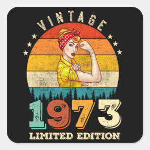 Sticker Carré 49 ans 1973 Vintage 49e anniversaire Cadeaux femme