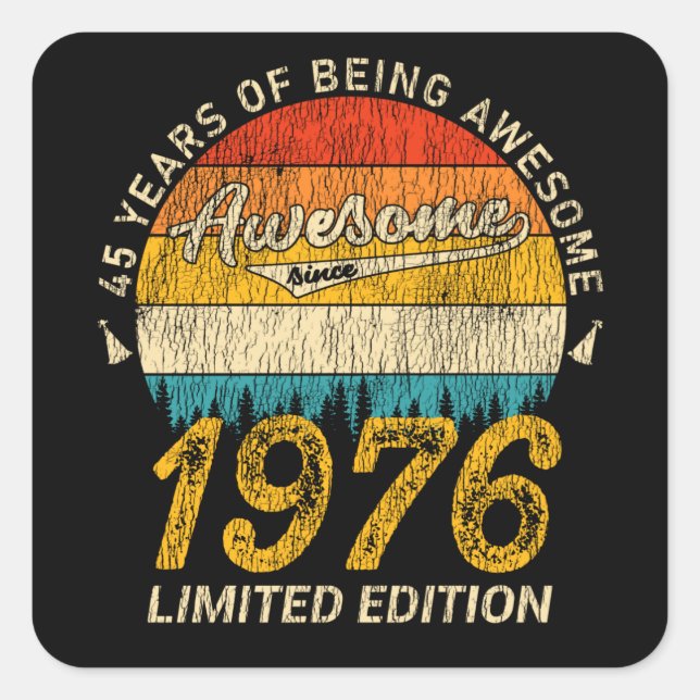 Sticker Carré 49 Ans 1976 Retro Awesome 49e anniversaire Cadeau (Devant)