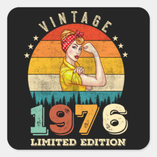 Sticker Carré 49 ans Anniversaire 1976 Vintage 49e anniversaire 