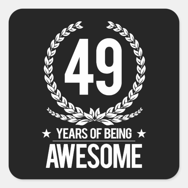 Sticker Carré 49e anniversaire (49 ans d'être génial) (Devant)