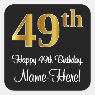 Sticker Carré 49e anniversaire - Elégant luxe Faux Gold Look #