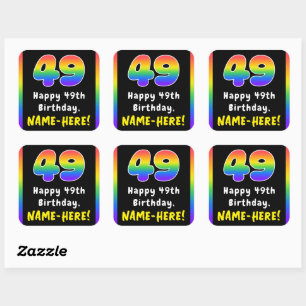 Sticker Carré 49e anniversaire : Rainbow Spectrum # 49, Nom pers