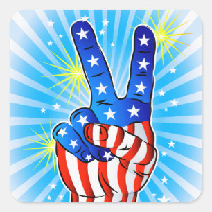 Sticker Carré 4 juillet - Patriotique Américain-Victoire & Paix