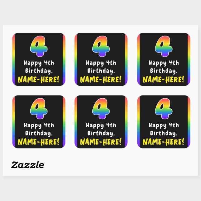 Sticker Carré 4e anniversaire : Rainbow Spectrum # 4, Nom person (Feuille)