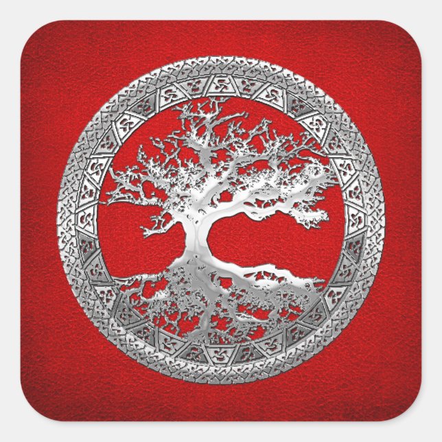 Sticker Carré [500] Arbre de vie celtique [Argent] (Devant)