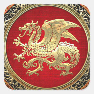 Sticker Carré [500] Dragon islandais, Landvæ ttir [Or]