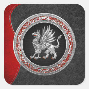 Sticker Carré [500] Griffin d'argent sacré