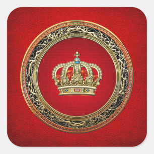 Sticker Carré [500] Prince-Princesse King-Queen Crown [Belg.Gold