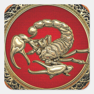 Sticker Carré [500] Scorpion d'or sacré sur rouge