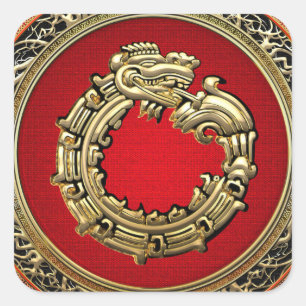 Sticker Carré [500] Serpent Dieu Quetzalcoatl [Or]