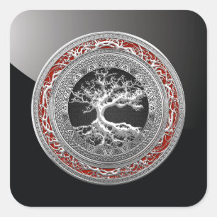 Sticker Carré [500] Treasure Trove : Celtic Tree of Life [Argent